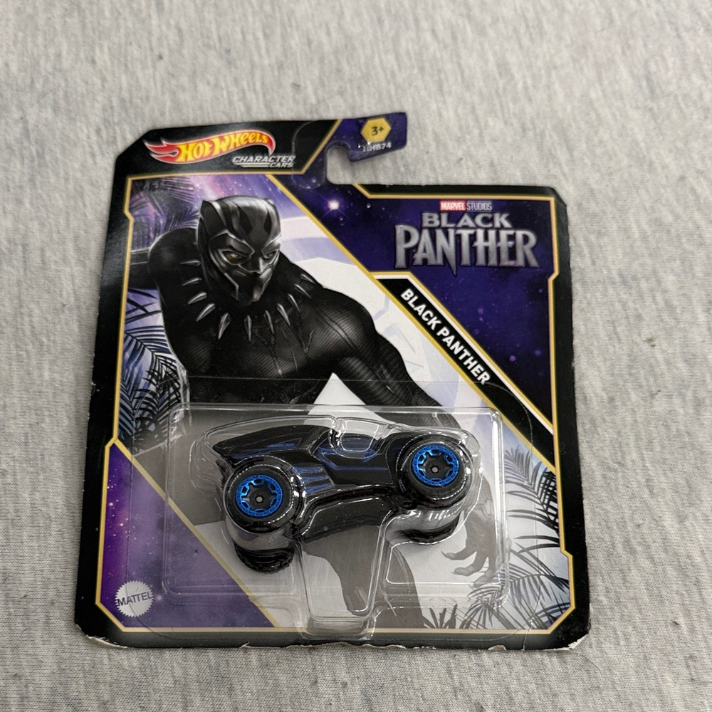 Hot Wheels Black Panther Character Car - Black with Blue Accents